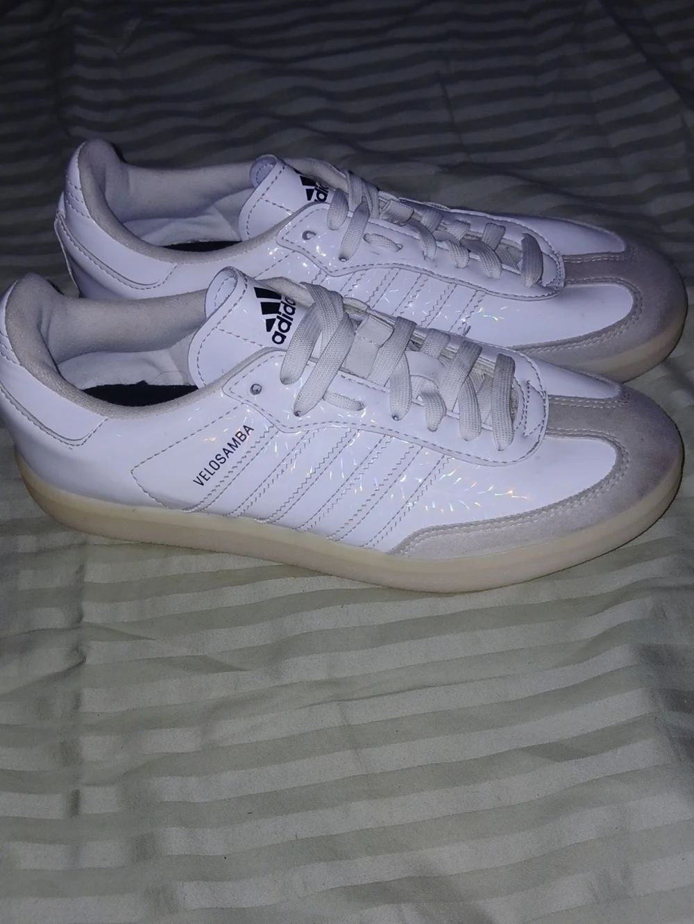 Adidas Mens White VeloSamba Low-Top Vegan Leather Cycling Sneakers Sz: 6.5